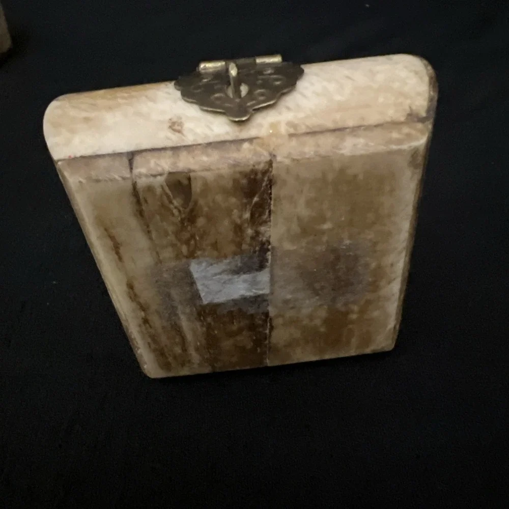 Vintage Small Inlaid Trinket Boxes Velvet Lined Wood Core Set Of 2